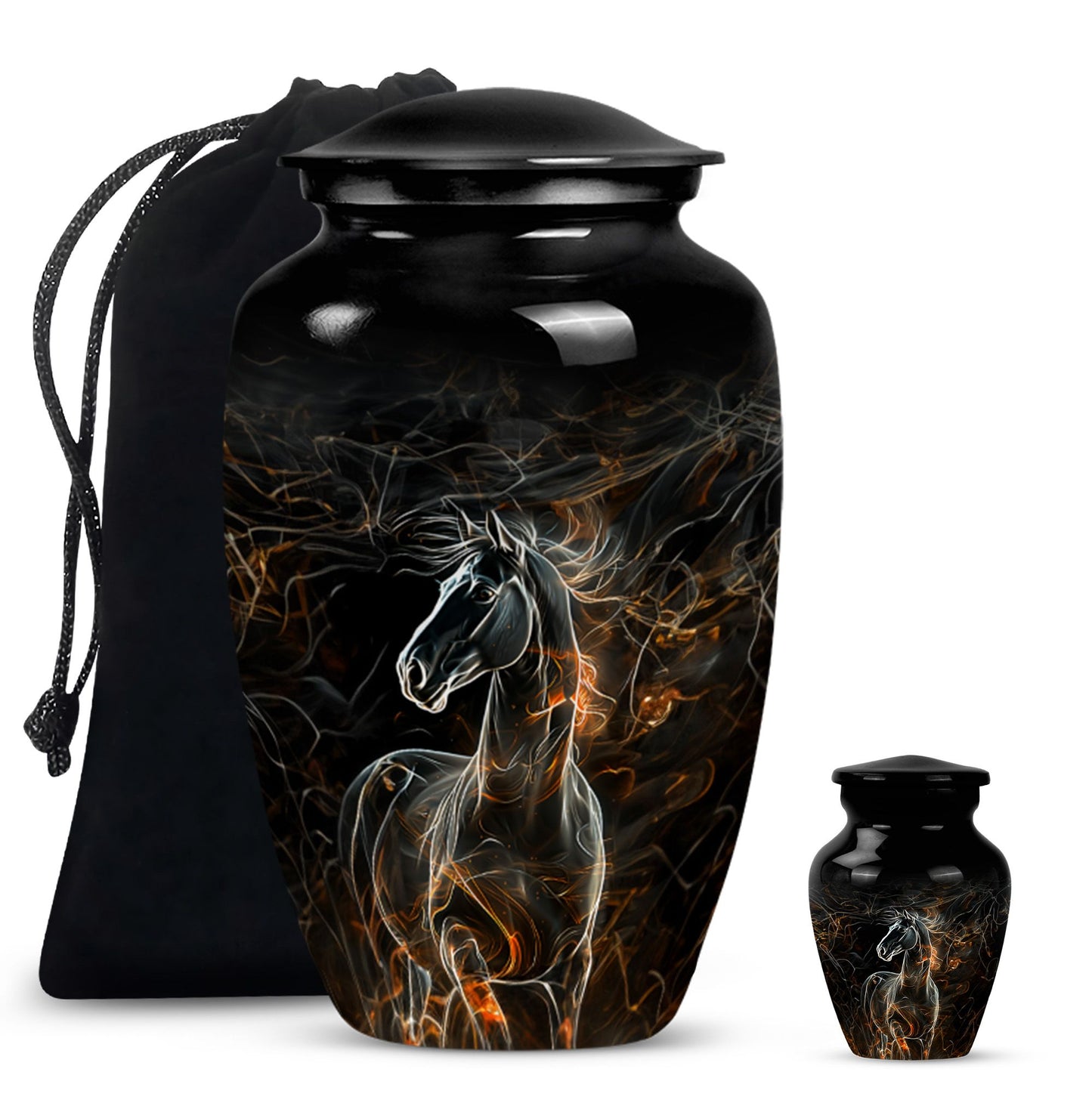 Classic 10-inch Horse Urn made of Aluminium for funeral, 