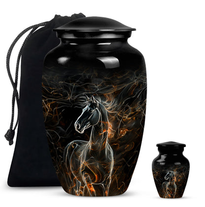 Classic 10-inch Horse Urn made of Aluminium for funeral, 