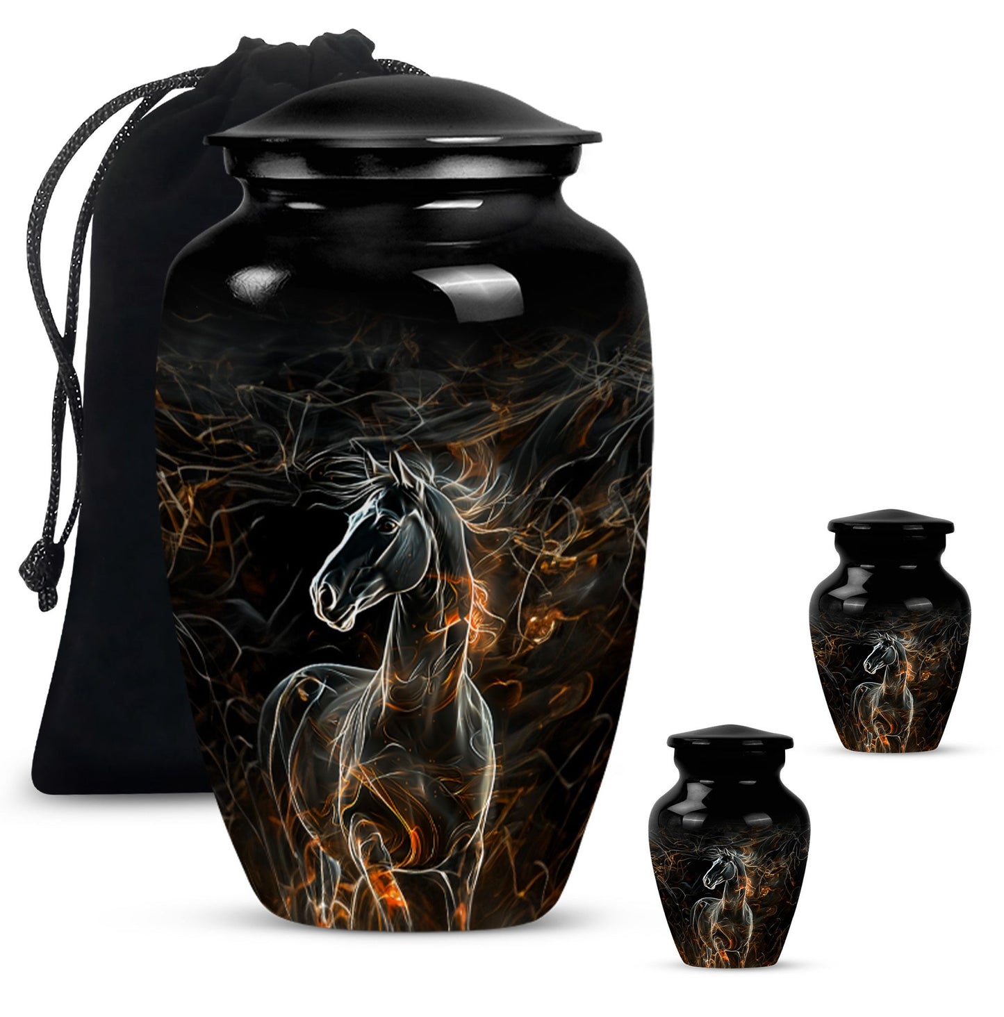 Classic 10-inch Horse Urn made of Aluminium for funeral, 