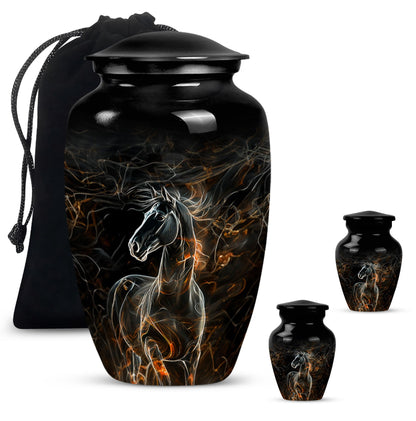 Classic 10-inch Horse Urn made of Aluminium for funeral, 