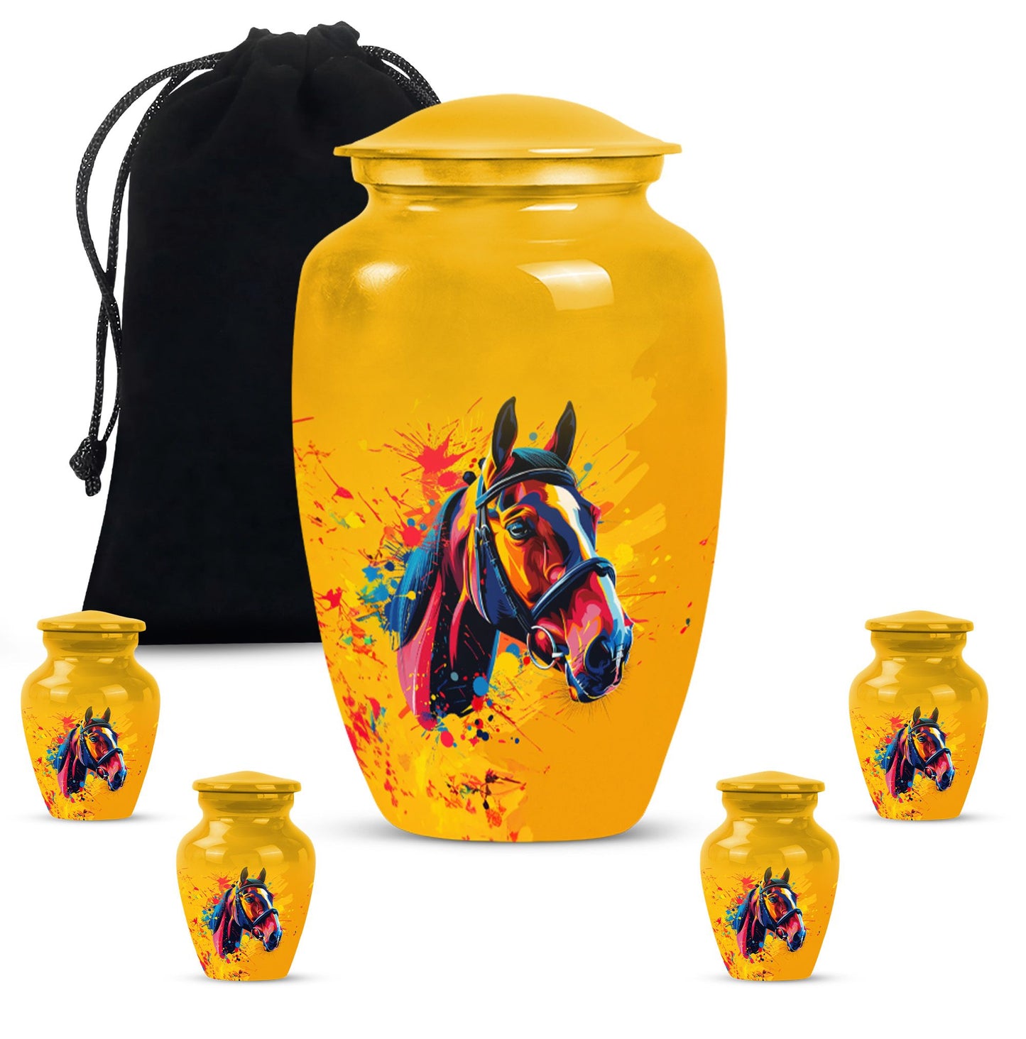 horse themed abstract classic urn