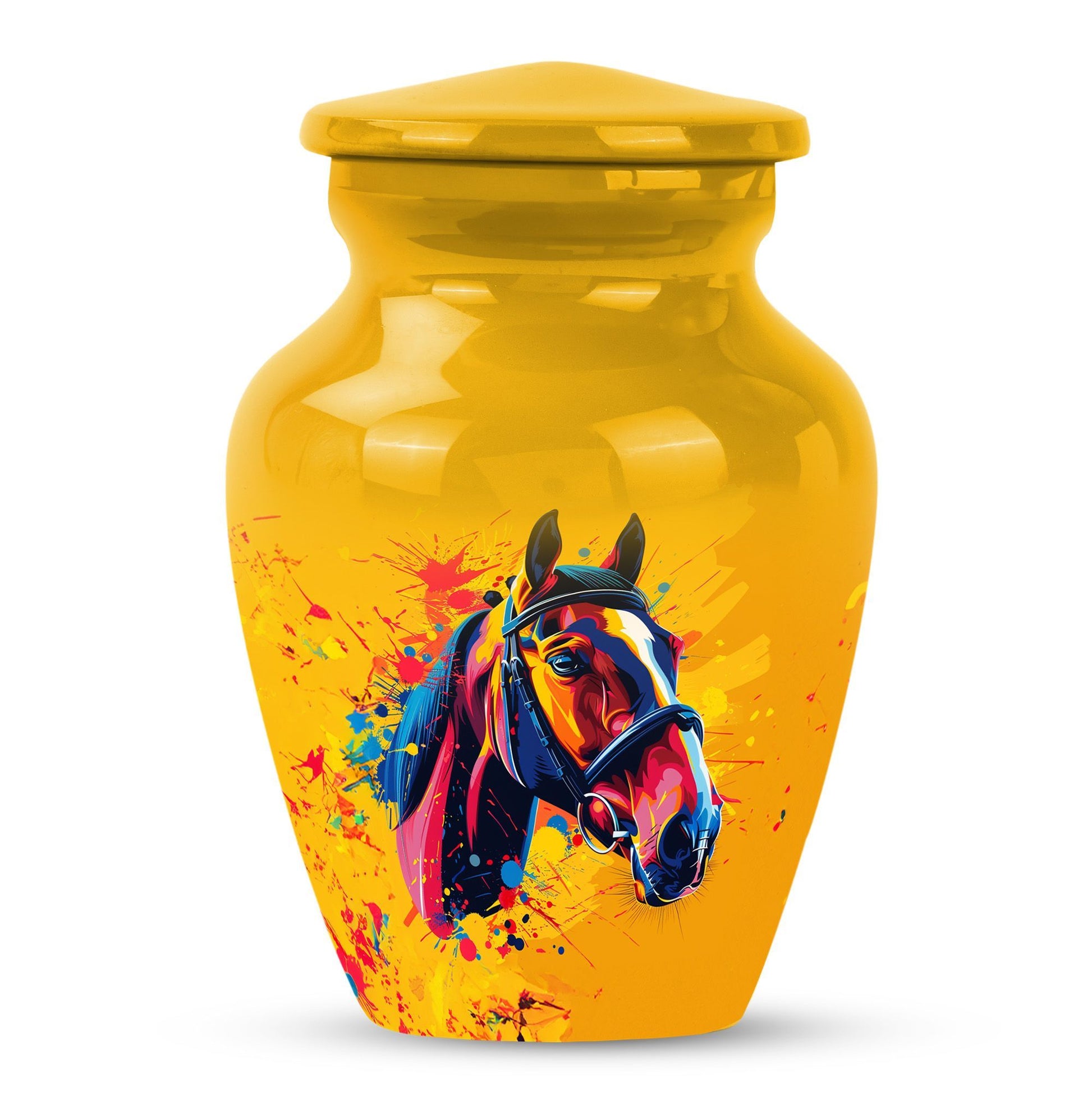 horse themed abstract classic urn