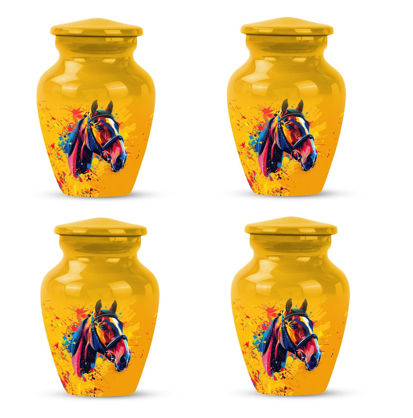 horse themed abstract classic urn