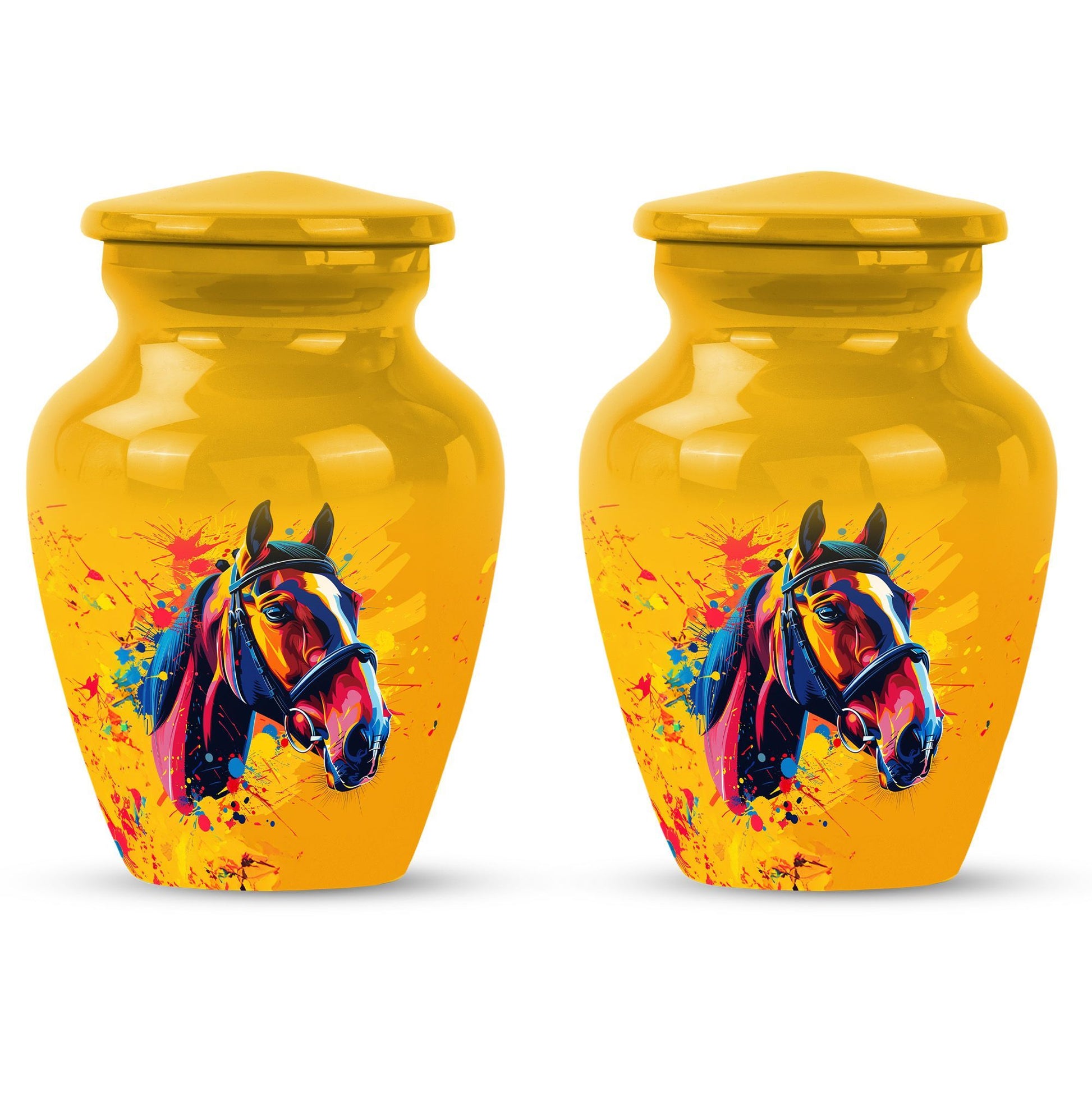 horse themed abstract classic urn