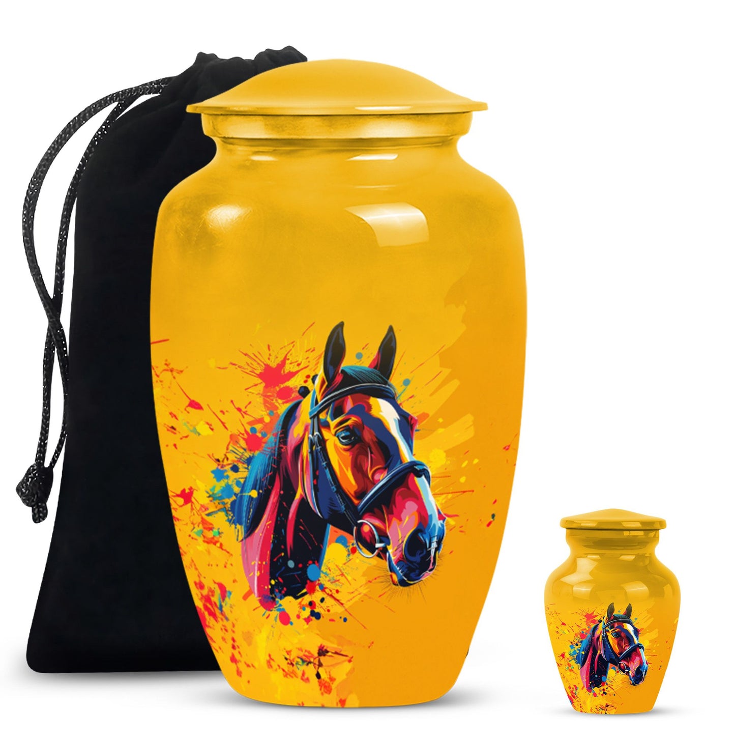horse themed abstract classic urn