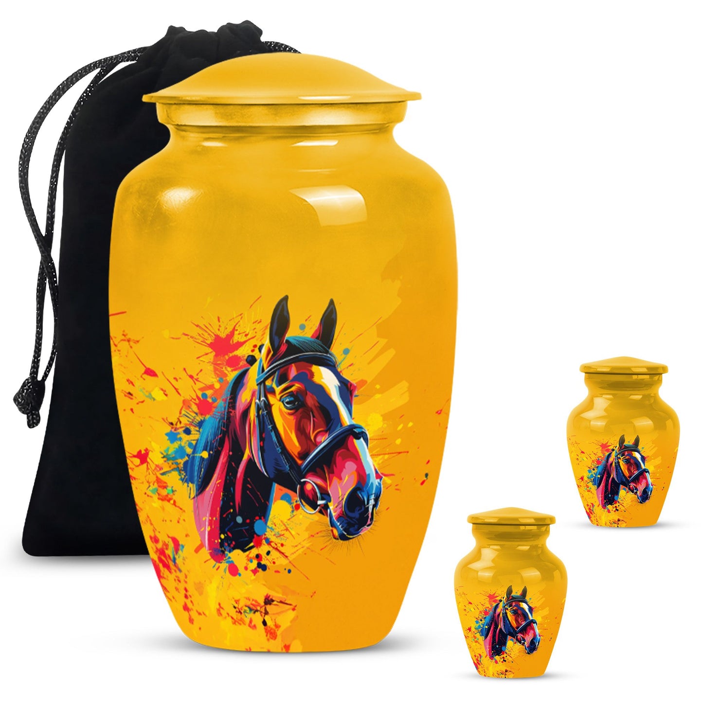 horse themed abstract classic urn