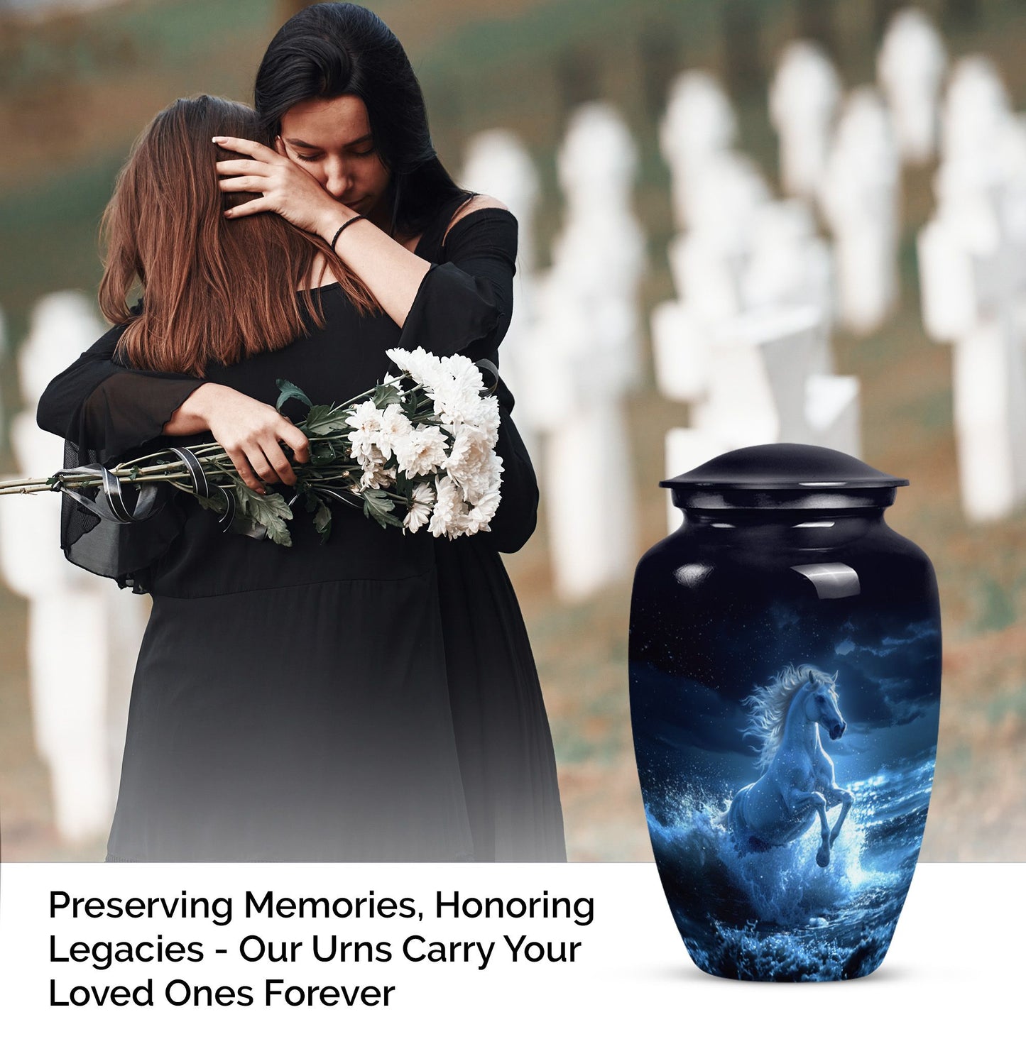 Classic 10 inch Horse Urn.