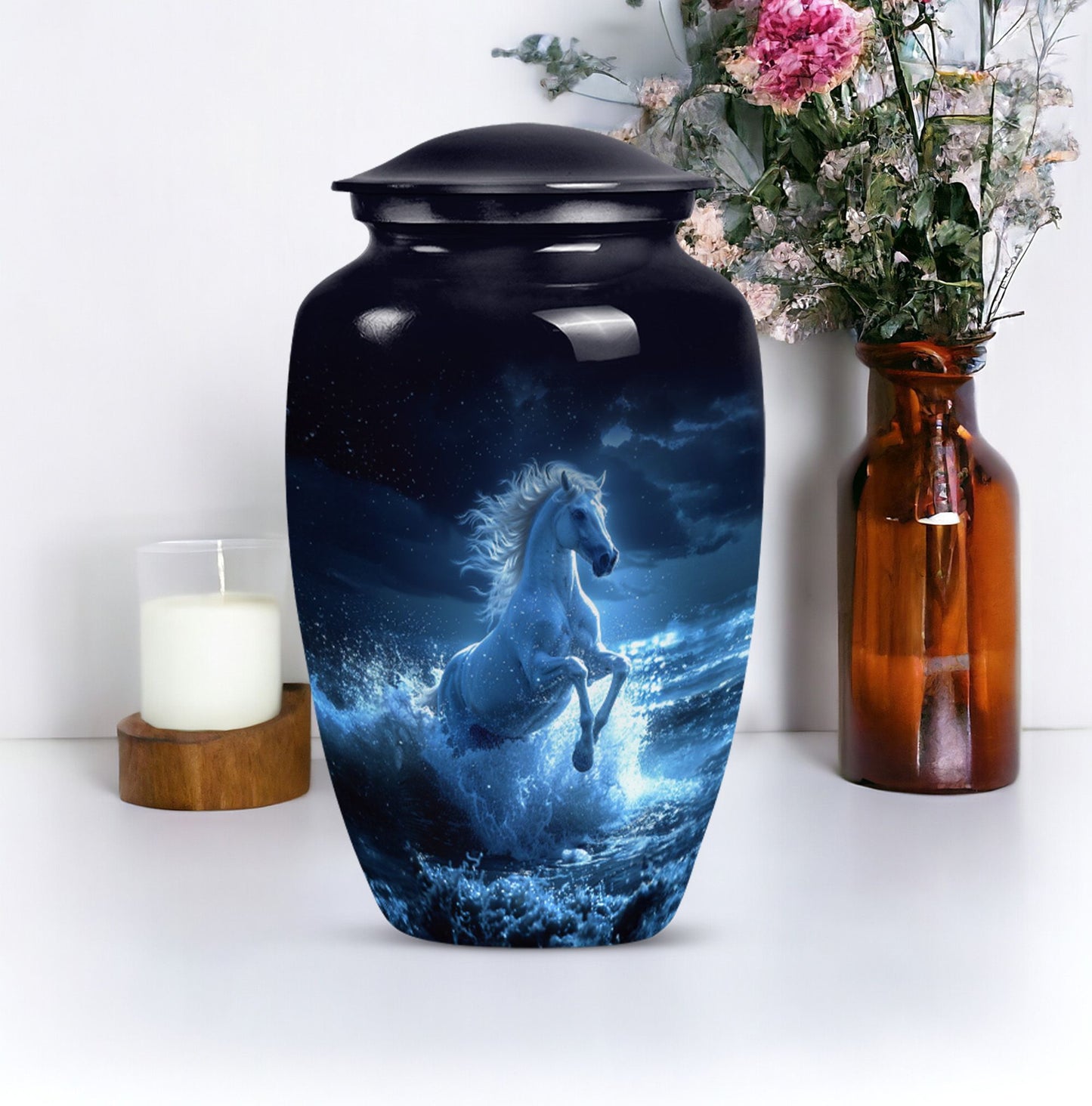 Classic 10 inch Horse Urn.