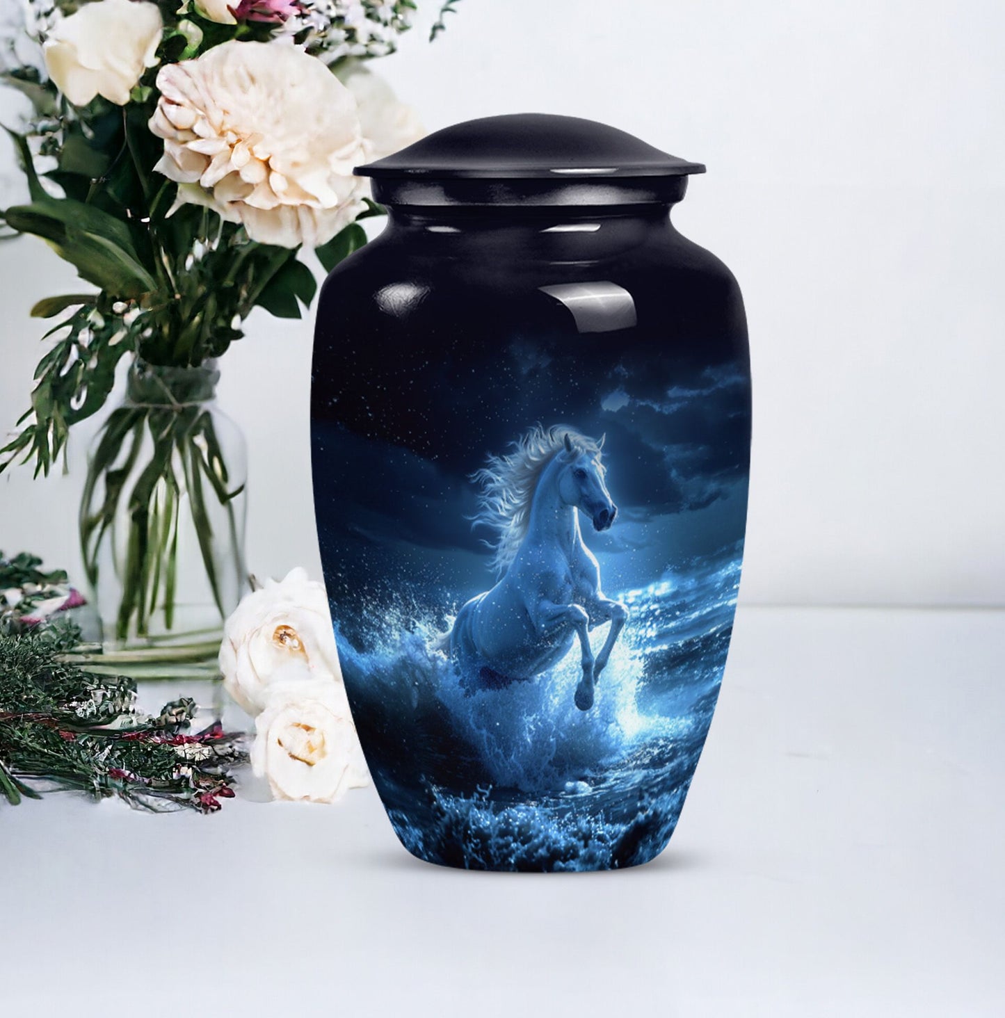 Classic 10 inch Horse Urn.