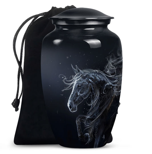  Horse Urn for adult ashes, customizable with engraved names