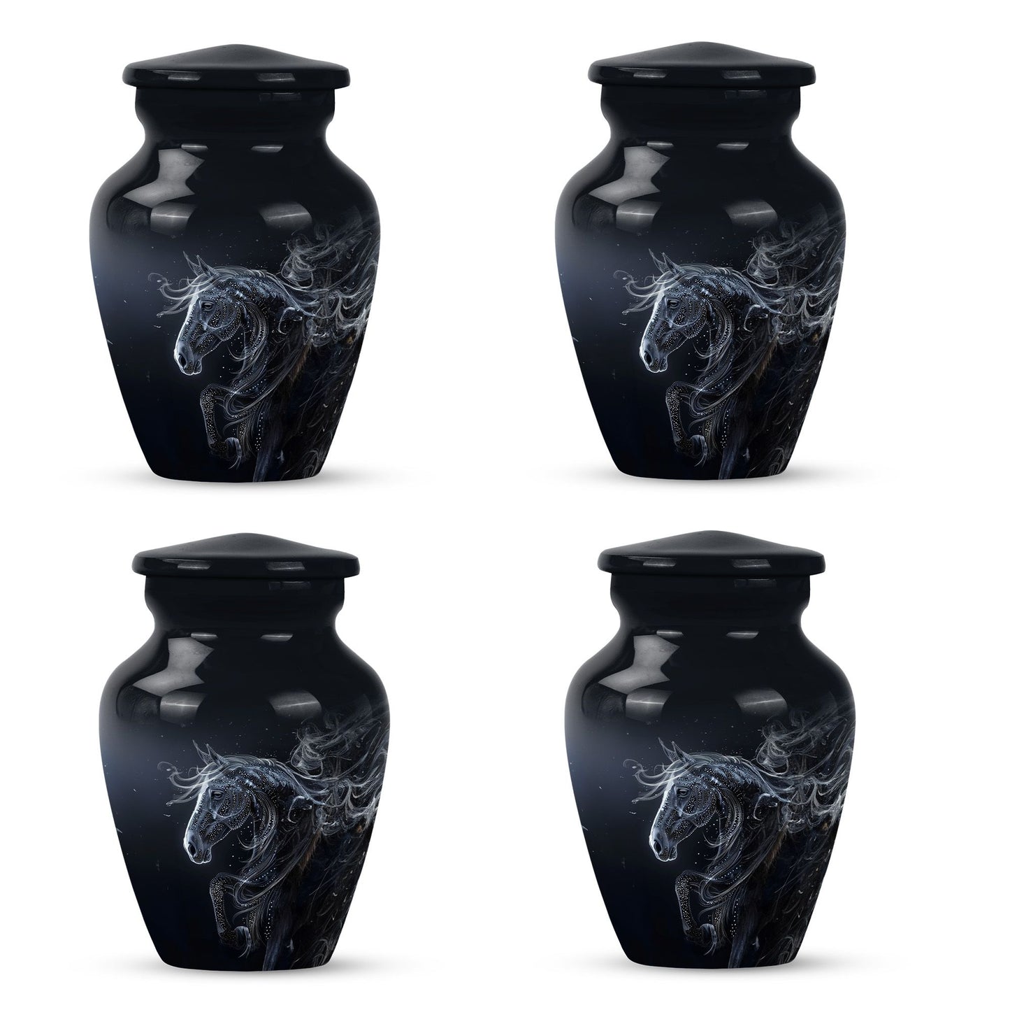  Horse Urn for adult ashes, customizable with engraved names
