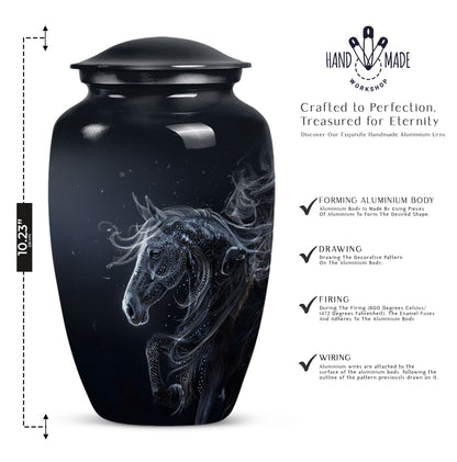  Horse Urn for adult ashes, customizable with engraved names