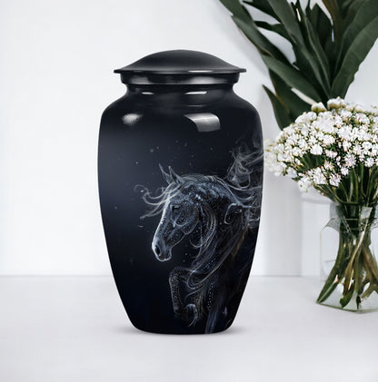  Horse Urn for adult ashes, customizable with engraved names