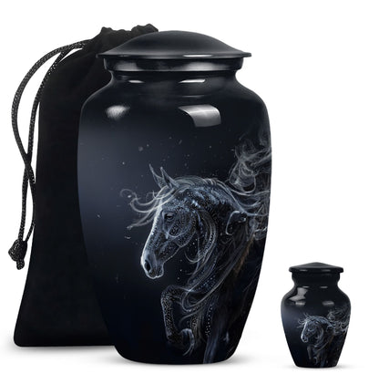  Horse Urn for adult ashes, customizable with engraved names