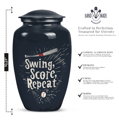 10-inch classic baseball urn for burial, capable 