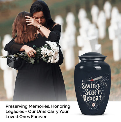 10-inch classic baseball urn for burial, capable 