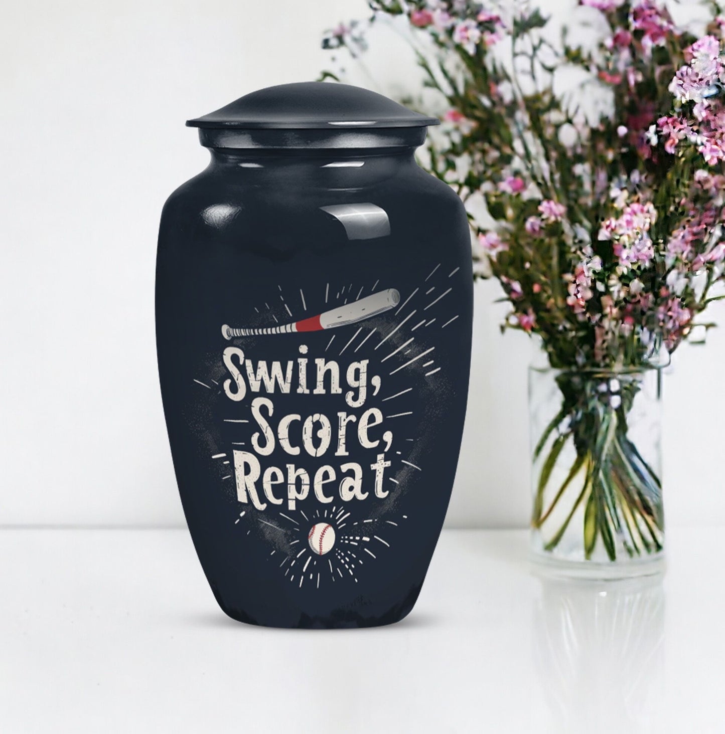 10-inch classic baseball urn for burial, capable 