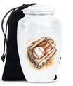 Classic 10-inch baseball cremation urn in abstract design, 