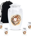 Classic 10-inch baseball cremation urn in abstract design, 