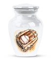 Classic 10-inch baseball cremation urn in abstract design, 