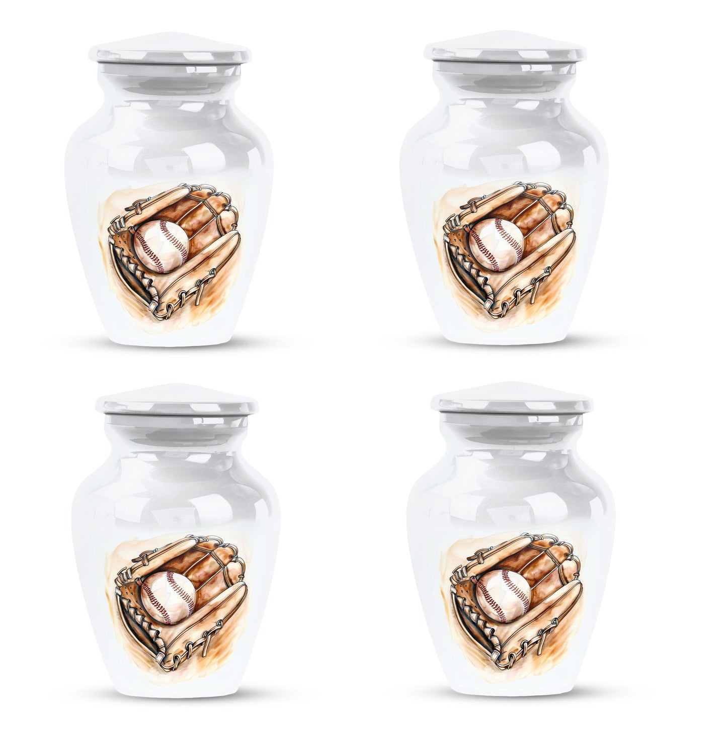 Classic 10-inch baseball cremation urn in abstract design, 