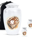 Classic 10-inch baseball cremation urn in abstract design, 