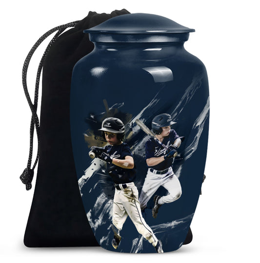 Classic baseball urn.