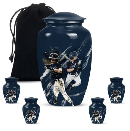 Classic baseball urn.