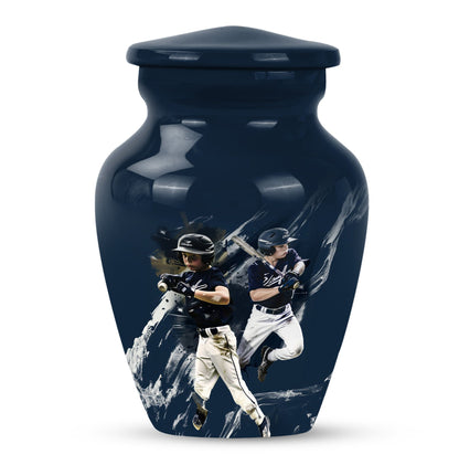 Classic baseball urn.