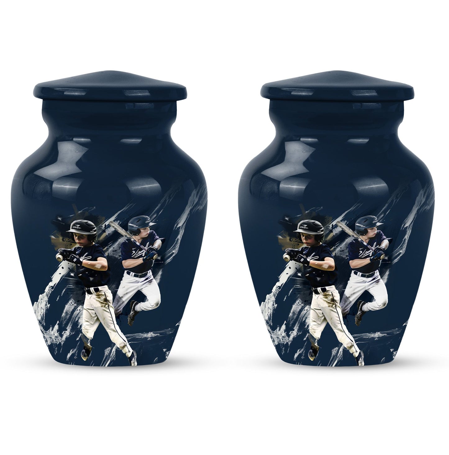 Classic baseball urn.