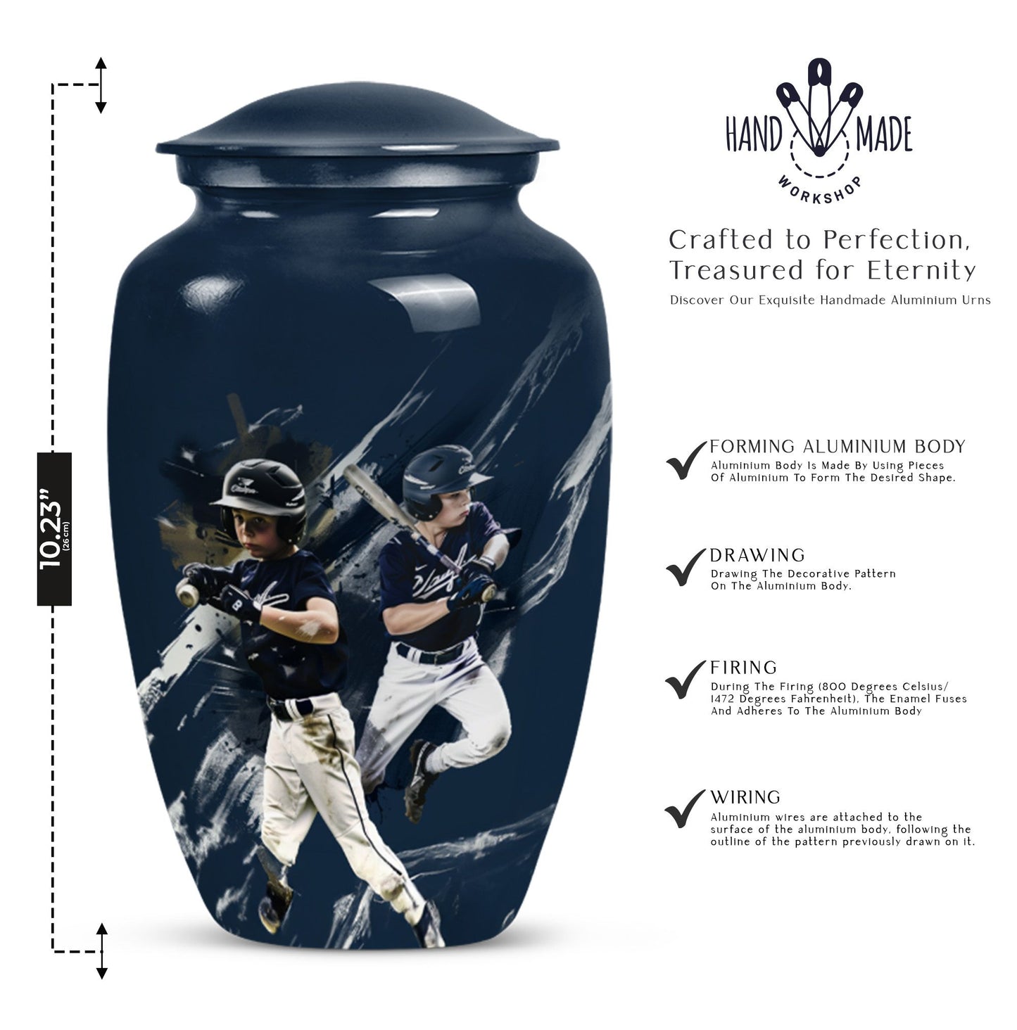 Classic baseball urn.