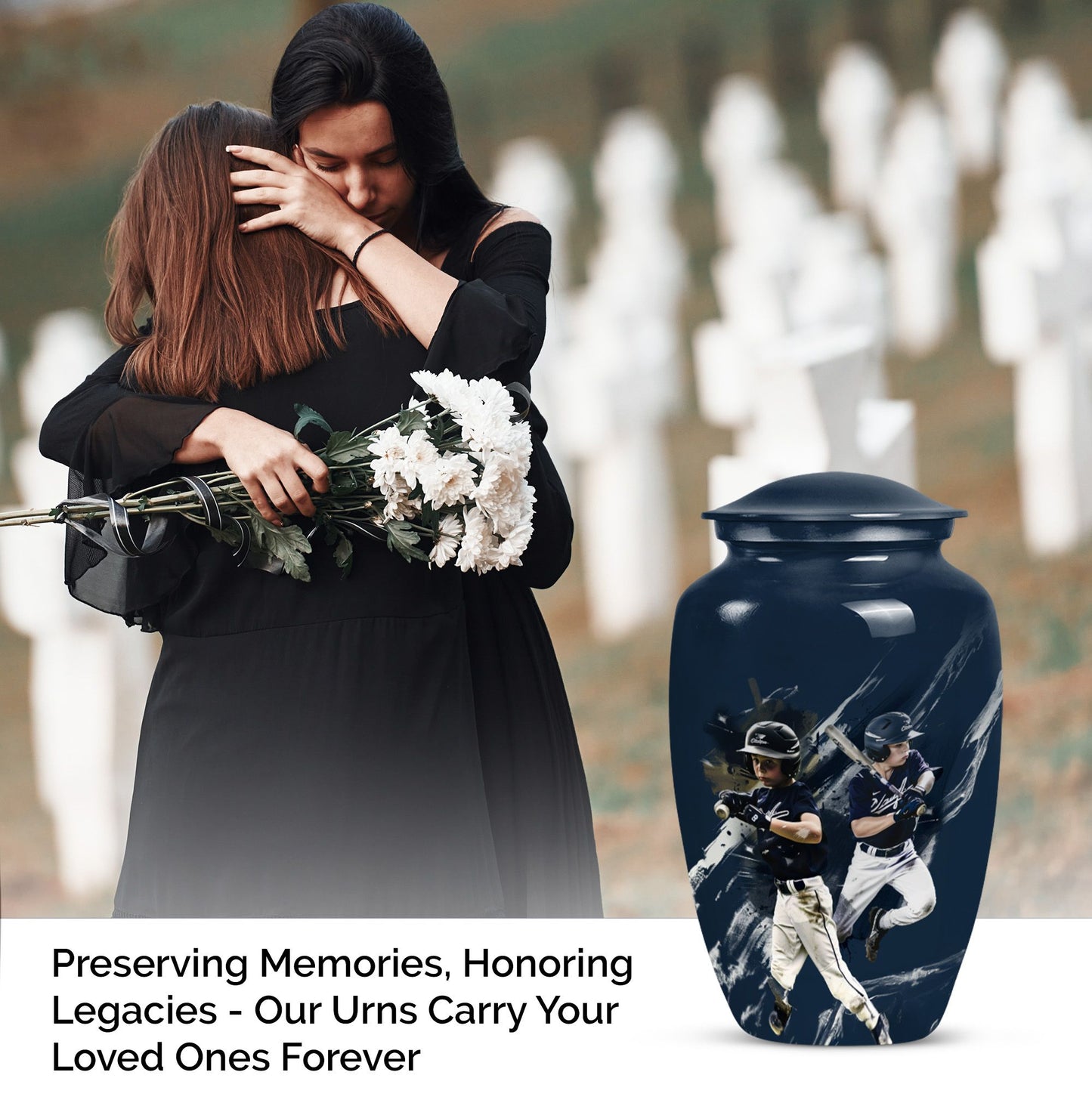 Classic baseball urn.