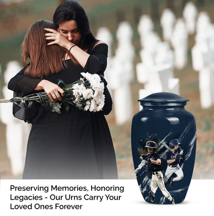 Classic baseball urn.