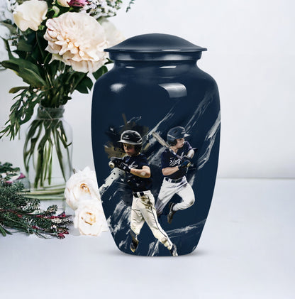 Classic baseball urn.