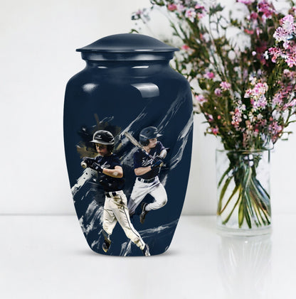 Classic baseball urn.