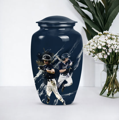 Classic baseball urn.