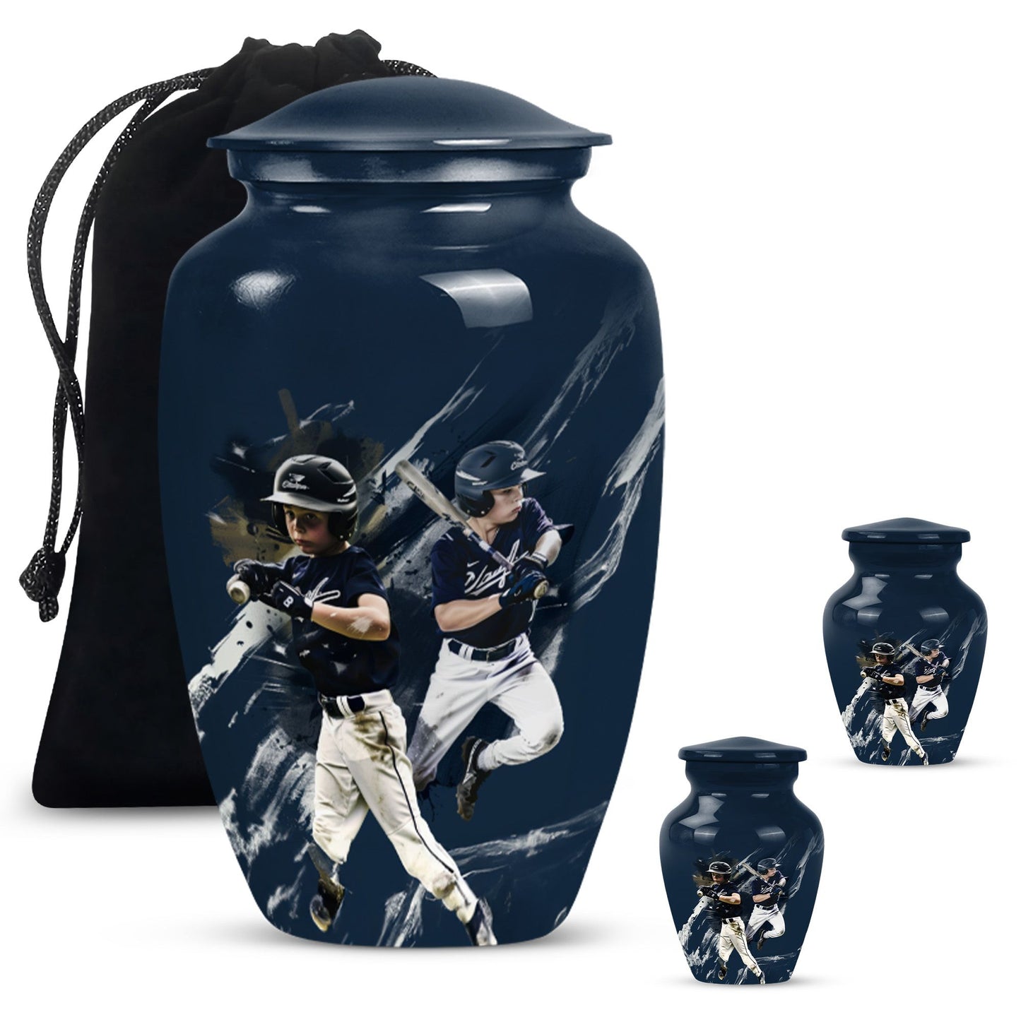 Classic baseball urn.