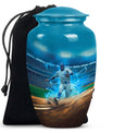 Classic 10 inch baseball cremation urn made of aluminium.