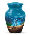Classic 10 inch baseball cremation urn made of aluminium.