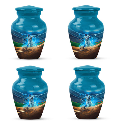 Classic 10 inch baseball cremation urn made of aluminium.