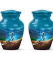 Classic 10 inch baseball cremation urn made of aluminium.