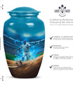Classic 10 inch baseball cremation urn made of aluminium.