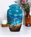 Classic 10 inch baseball cremation urn made of aluminium.