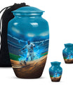Classic 10 inch baseball cremation urn made of aluminium.