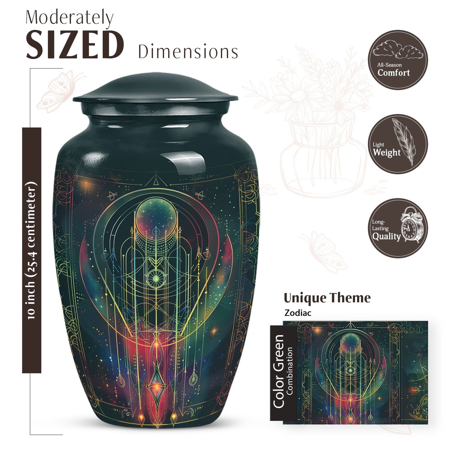Zodiac Urn for adult male ashes