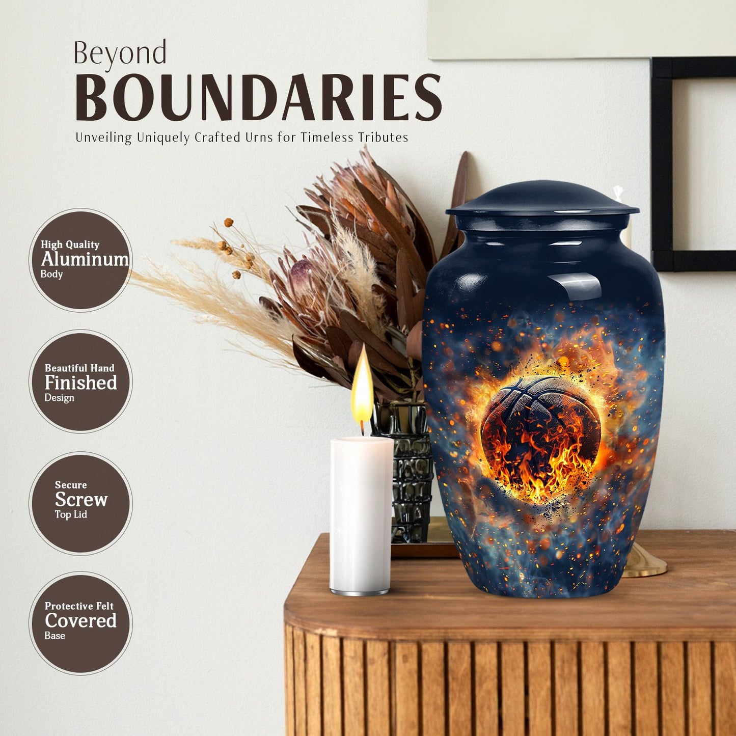 10-inch classic abstract basketball urn.