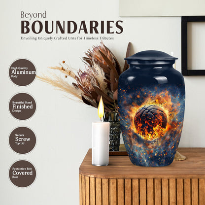 10-inch classic abstract basketball urn.