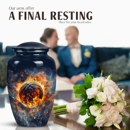 10-inch classic abstract basketball urn.