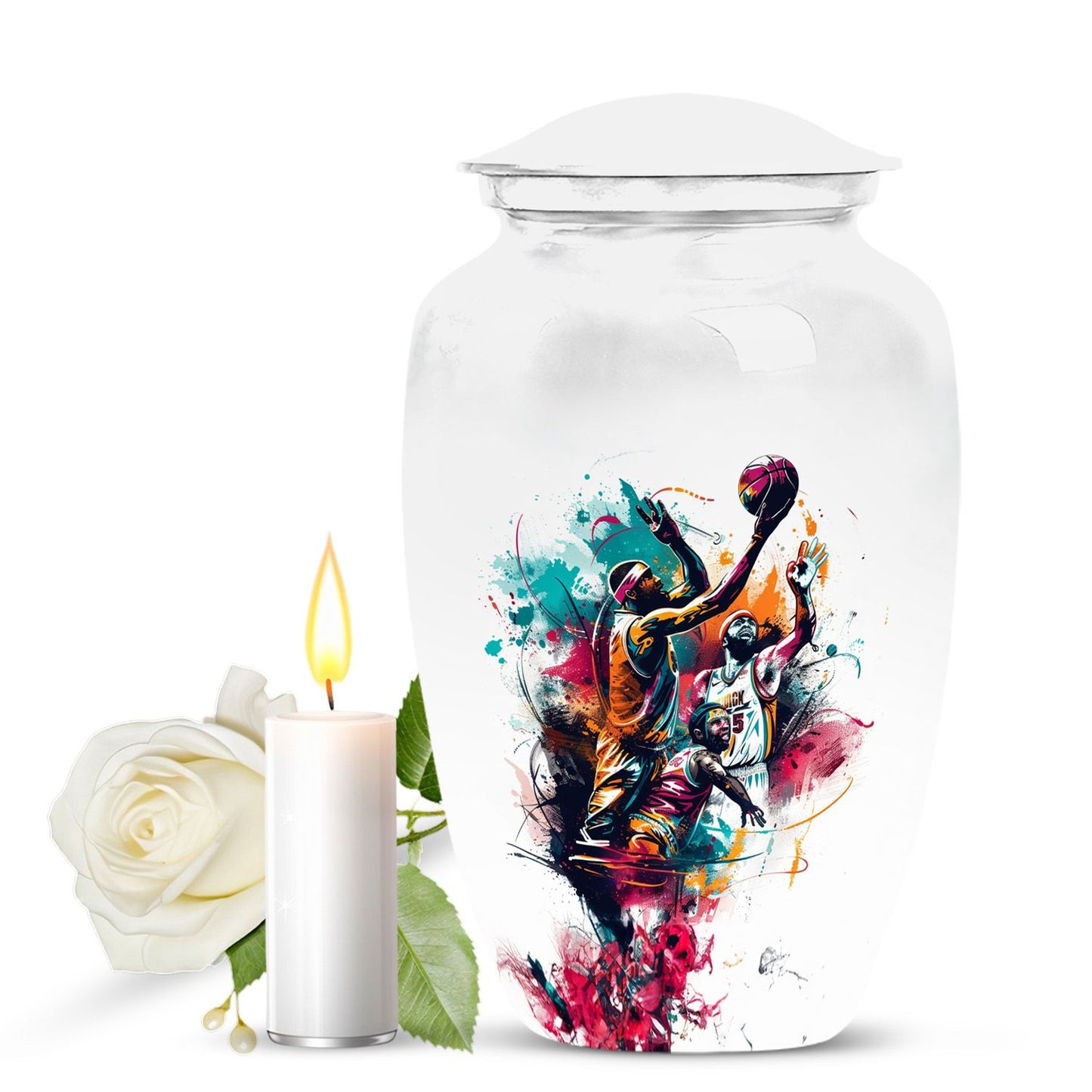 Basketball Urn, large classic design funeral urn for ashes.