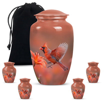 Classic Aluminium Cardinal Bird Urn,